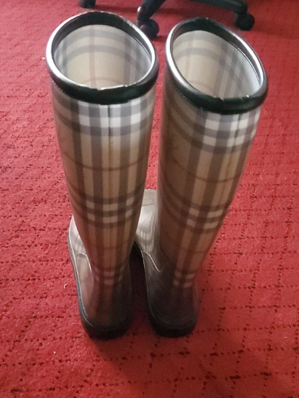 Burberry Classic Plaid Tall Rain Boots - Brown